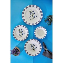 Vera Concept Store Astera 24 Parça Porselen Yemek Takımı, Mavi, CKR4810