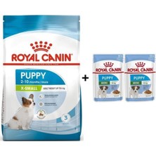 Vera Concept Store X-Small Puppy Küçük Irk Yavru Köpek Maması 3 kg + 2 Adet Royal Canin Mini Puppy 85 gr Yaş Mama