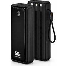 Vera Concept Store Armor Series HP-AP12 50.000 Mah Dahili Kablolu Qualcomm Quick Charge 3.0 Dijital Ekranlı Hızlı Şarj Powerbank - Siyah