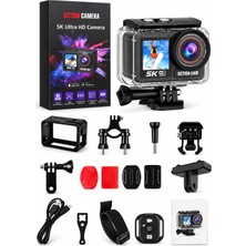 Vera Concept Store 5k Ultra Hd Aksiyon Kamerası, 50MP, Wi-Fi, 2000MAH, 6 Eksenli Gyro Stabilizasyon,2.2/2.5 Inç Kavisli Ekran Dalış ve Su Sporları, 30FPS Video Çekim, Uy