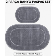 Vera Concept Store Rixos 2'li Banyo Halısı Paspası Seti Kaymaz Tabanlı Klozet Takımı, Gri