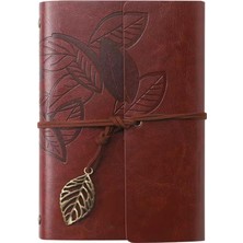 Vera Concept Store Vintage Yaprak Motifli Pu Deri Defter – 80 Sayfa Çizgisiz Günlük, 14.5X10.5 Cm, Yaprak Şeklinde Metal Kapatmalı Retro Ajanda & Not Defteri, Seyahat De