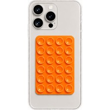 Vera Concept Store Dikdörtgen Vantuzlu Yapışkan Telefon Tutucu Taşınabilir Silikon Yumuşak Telefon Standı Geniş (Turuncu)