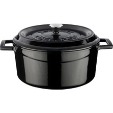 Vera Concept Store Metal Döküm Yuvarlak Tencere, 24 Cm, Siyah