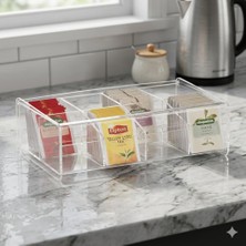 Vera Concept Store Şeffaf Akrilik Çay Poşeti Organizeri, 8 Bölmeli, Mutfak Tezgahı Için Düzenleyici Kutu