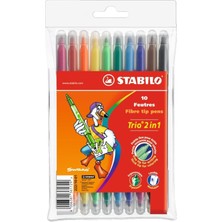 Vera Concept Store Trio 2in1 Çift Uçlu Keçeli Kalem, 10 Renk, Fiber Tip Marker Seti