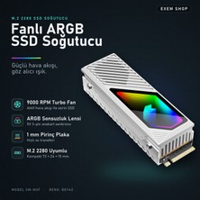 Exem Shop Fanlı ARGB M.2 SSD Soğutucu NVMe Heatsink 5V 3 Pin Aktif Soğutma Beyaz