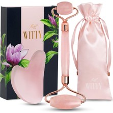 Vera Concept Store Yüz Için Gül Kuvars Rulo, Gua Sha Taşı Seti, Elle Çizilmiş Hediye Kutusunda, Yeşim Yüz Rulosu, Yüz Masajı Rulosu, Yüz Kazıyıcı Aleti, Yüz Silindiri, C