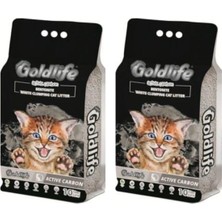 Vera Concept Store Goldlife Premium Aktif Karbon Kedi Kumu, 10 Lt x 2 Adet, Bentonit, Beyaz