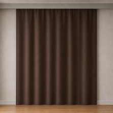 Vera Concept Store Blackout Karartma Fon Perde, Siparişe Özel Dikim | Gündüz Bile Karartır, Isı Yalıtımlı Tek Kanat | Düz Kornişe Hazır | Koyu Kahve, 175 cm Genişlik x 2