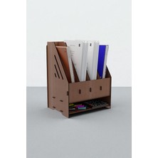 Vera Concept Store Dosya Düzenleyici Masa Üstü Organizer Ahşap Evrak Rafı Ceviz Renk Model 7, Eorganizer7