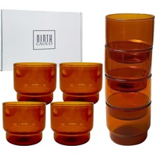 Vera Concept Store Istiflenebilir 4 Parça Cam Seti - Renkli Içecek Bardakları, Kurşunsuz ve Kadmiyumsuz Cam (Arıtma, Kısa)