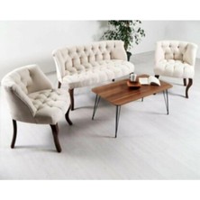 Vera Concept Store Vinda Çay Seti Koltuk Takımı Salon Balkon Takımı - 2+1+1 Çaysetitakımı Krem Standart