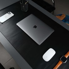 Vera Concept Store Jersey Lüks Deri Masa Pedi - Hakiki Dana Derisi Kaymaz Masa Matı 91X48CM & 37X80CM Büyük Mouse Pad Gaming Ofis Ev Masaüstü Koruyucu (Siyah, 91X48CM)