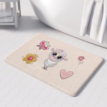 Vera Concept Store Sevimli Tasarımlı Mikrofiber Banyo Paspası, Kaymaz Taban, Makinede Yıkanabilir (50X80)