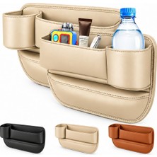 Vera Concept Store Içecek Bölmeli Oto Araç Koltuk Yanı Eşya Düzenleyici Organizer 2in1 Sağ Sol Set AL7014 Krem