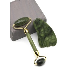 Vera Concept Store Yeşim Doğal Taş 2'li Özel Kutulu Sertifikalı Set Face Roller + Gua Sha Masaj Taşı - MSJ-0097