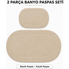 Vera Concept Store Rixos 2'li Banyo Halısı Paspası Seti Kaymaz Tabanlı Klozet Takımı, Bej
