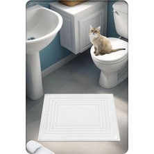 Vera Concept Store %100 Pamuk Dokuma Su Emici Banyo Paspası Vera 60X50 cm (Beyaz)