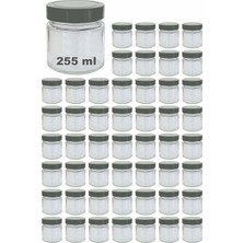 Vera Concept Store 255 ml Kavanoz Metal Derin Kapaklı 255 cc Şeffaf Reçel, Marmelat Cam Kavanoz Deep 50 Adet (Gümüş Kapak)