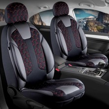Vera Concept Store Toyota Corolla E210 2019-2024 ile Uyumlu Lüx Deri Detaylı Oto Koltuk Kılıfı Ön Arka Takım Cyrus Siyah Kırmızı