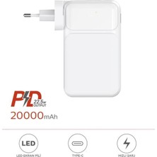 Vera Concept Store 1027 20000 Mah Type-C Lightning 22,5 W Hızlı Şarj Dijital Göstergeli Powerbank 10270690 Beyaz