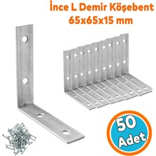 Vera Concept Store Metal Köşebent 65X65X15 mm (50 Adet) Ince L Demiri Gönye Mobilya Duvar Sabitleme Bağlantı Aparatı