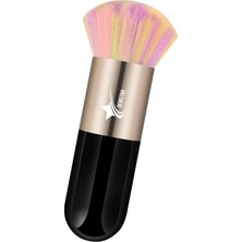 Vera Concept Store Professional Make-Up Luxury Kabuki Fondöten Pudra ve Allık Makyaj Fırçası (Black-Bronze Rainbow Hair Series)