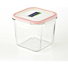 Vera Concept Store Kare Cam Saklama Kabı, 120 Ml, Pembe Silikon Kapaklı, Temperli Cam, 6X6X5 Cm, Derin Dondurucuya Uygun