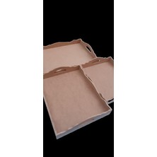 Vera Concept Store Hobi 90035 Dekoratif Tepsi Seti Üçlü Model Ham Ahşap Mdf El Yapımı