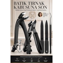 Vera Concept Store Profesyonel Batık Tırnak Bakım Seti, Paslanmaz Çelik, Siyah, 6 Parça, Makas Pensesi Törpü Küret Aparat, 13 cm
