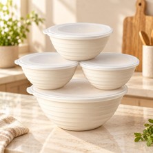 Vera Concept Store Kapaklı Venüs Saklama Kabı Seti 4'lü, 3x1 L + 1x2 L Plastik Kase