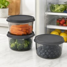 Vera Concept Store 3'lü 700 ml Yuvarlak Saklama Kabı Seti, Kapaklı Gıda Saklama Kabı