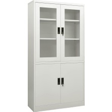 Vera Concept Store Açık Gri Dosya Dolabı 90 x 40 x 180 Cm, Çelik 3 Ayarlanabilir Raf, 2 Kilit, Belgeleri Güvenli Bir Şekilde Düzenlemek Için Sertleştirilmiş Cam Kapı, Da