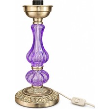 Vera Concept Store Mor Cam Gövdeli Vintage Masa Lambası Ayağı, 30 cm