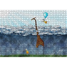 Vera Concept Store Cakatablo Zürafa Iki Çocuk Bulutlar Boyama Sanat Eseri 1000 Parça Puzzle Yapboz Mdf Ahşap