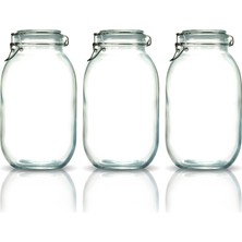 Vera Concept Store 3'lü Korken Kavanoz 3000 ml Vakumlu Kilitli Cam Saklama Kavanozu