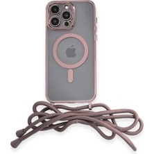 Apple iPhone 12 Pro Kılıf Divo Lazer Askılı Magsafe Kapak - Pembe