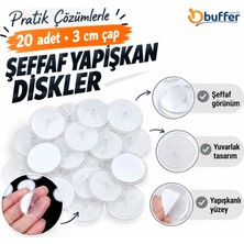 Dolozena Dayanıklı Şeffaf Yapışkan Diskler 3 cm Çapında 20 Adet Set