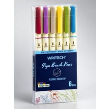Sign Brush Pens 6'li Fırça Uçlu Kalem Seti Kaligrafi Lettering Su Bazlı Mürekkep