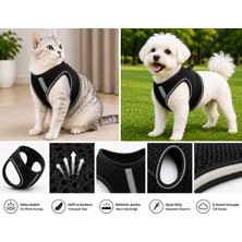 Dolozena Nefes Alan Kumaş Air Mesh Kedi Köpek Göğüs Tasması Medium 44X48 cm Siyah