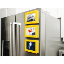 Dolozena 3D Baskı 3lü Magnet Fotoğraf Çerçevesi Seti - Buzdolabı Için Mini Manyetik Resim Çerçevesi, Dekoratif Magnet-Sarı