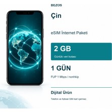 Dolozena Çin Esım Internet Paketi Günlük 2 GB 1 Gün - Fup 1 Mbps / Nonhkip