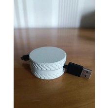 Dolozena 3D Baskı Yuvarlak Kablo Düzenleyici Şarj ve USB Kablo Sarıcı Lastik Desenli Kablo Toplayıcı Gri