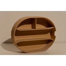 Dolozena 3D Baskı Bölmeli Çok Amaçlı Organizer Banyo ve Masa Üstü Düzenleyici Oval Kutu 22X17 cm Bej
