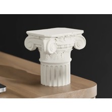 Dolozena 3D Baskı Antik Roma Sütun Başlığı Dekoratif Masaüstü Biblo Sütun Formlu Küçük Obje Standı Krem