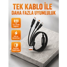 3’ü 1 Arada Şarj Kablosu Type-C Ios Android Uyumlu Hızlı ve Güvenli Şarj