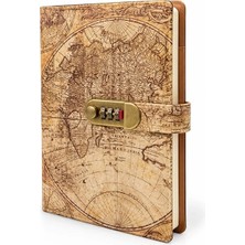 Epilons Şifreli Vintage Dünya Haritası Desenli Defter ALK6472