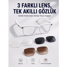 Yapay Zeka Destekli Akıllı Gözlük Dahili Kameralı Bluetooth Müzik ve Arama Özellikli Ses Kontrollü Değiştirilebilir Lensli