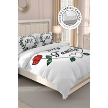 Nevresim Takımı, %100 Pamuk Saten Çift Kişilik We Are Family - Beyaz, MONOHOME32623